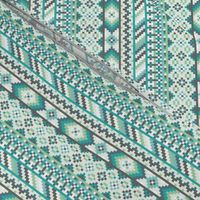 Blue / Green Tribal Geometric Aztec Rows