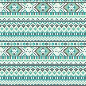 Blue / Green Tribal Geometric Aztec Rows