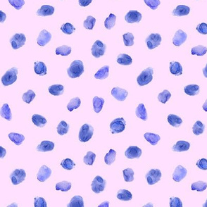 Blue watercolor stains on pink || polka dot pattern for nursery, baby girl