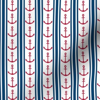 Anchor Stripe Red Navy Blue White