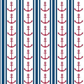 Anchor Stripe Red Navy Blue White