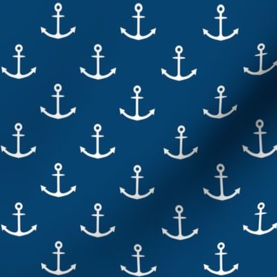 White Anchors on Navy Blue