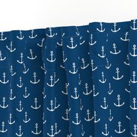 White Anchors on Navy Blue