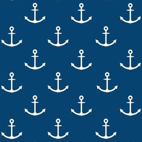 White Anchors on Navy Blue