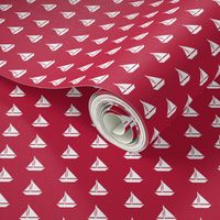 White Sailboats on Red Alternating Rows