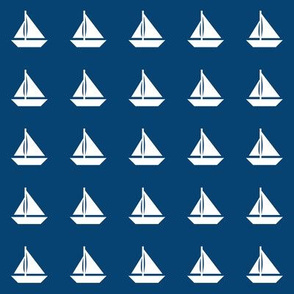 White Sailboats Navy Blue Even Rows