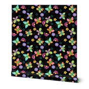 Butterfly Garden Whimsy Black Large