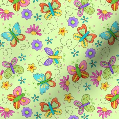 Butterfly Garden Whimsy Green Small