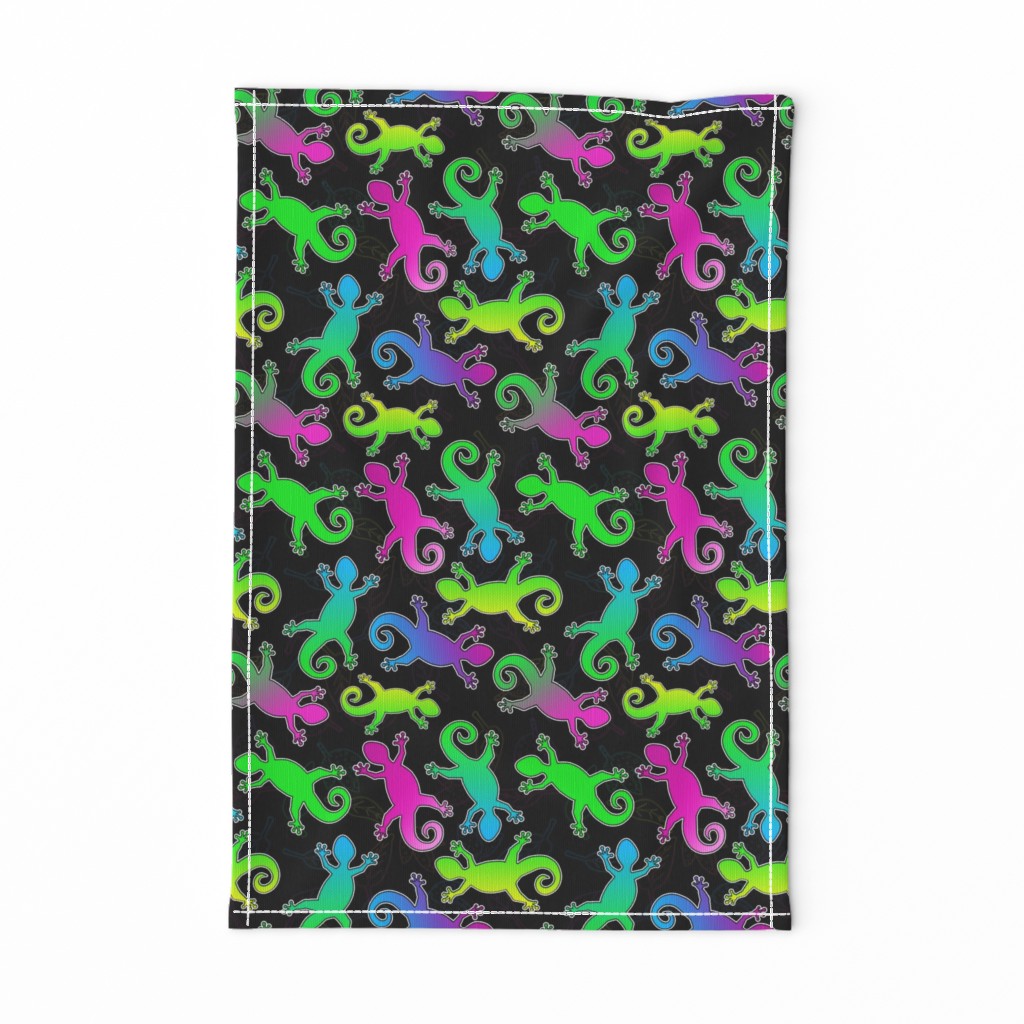 Neon Lizard and Leaf Pattern