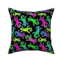 Neon Lizard and Leaf Pattern