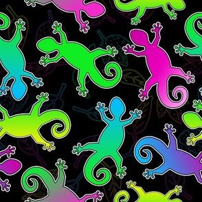 Neon Lizard and Leaf Pattern