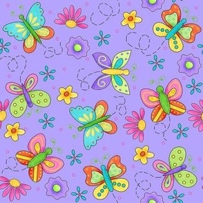 Butterfly Garden Whimsy Periwinkle Purple Small