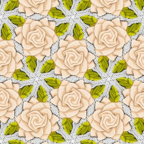 Ivory Roses on Mesh