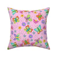 Butterfly Garden Whimsy Pink Large