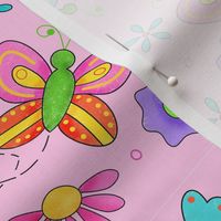 Butterfly Garden Whimsy Pink Large