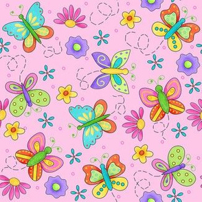 Butterfly Garden Whimsy Pink Small