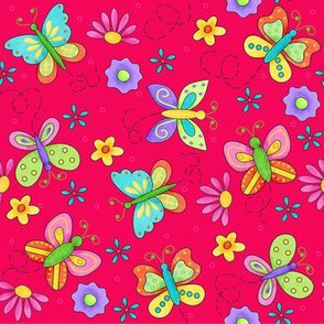 Butterfly Garden Whimsy Red Small