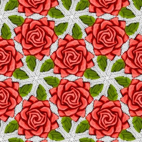 Red Roses on Mesh