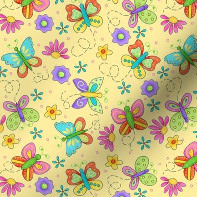 Butterfly Garden Whimsy Yellow Small