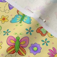 Butterfly Garden Whimsy Yellow Small