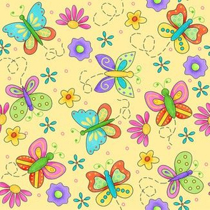 Butterfly Garden Whimsy Yellow Small