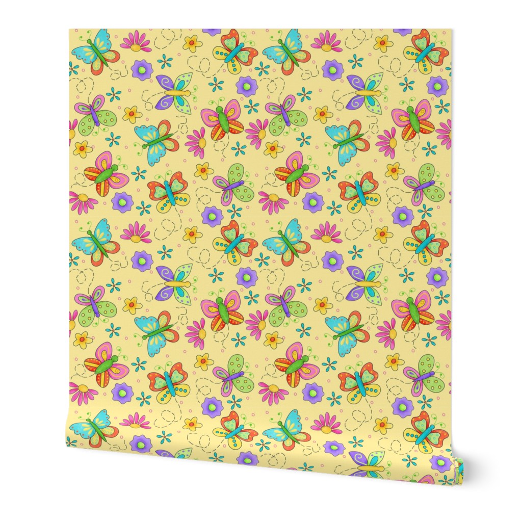 Butterfly Garden Whimsy Yellow Large