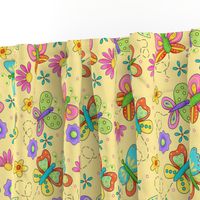 Butterfly Garden Whimsy Yellow Large