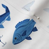 Fish Freshwater Blue White Large