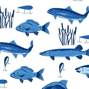 Fish Freshwater Blue White Large