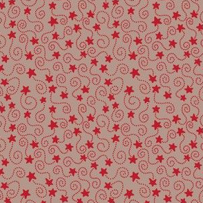 Swirling Stars Red and Beige