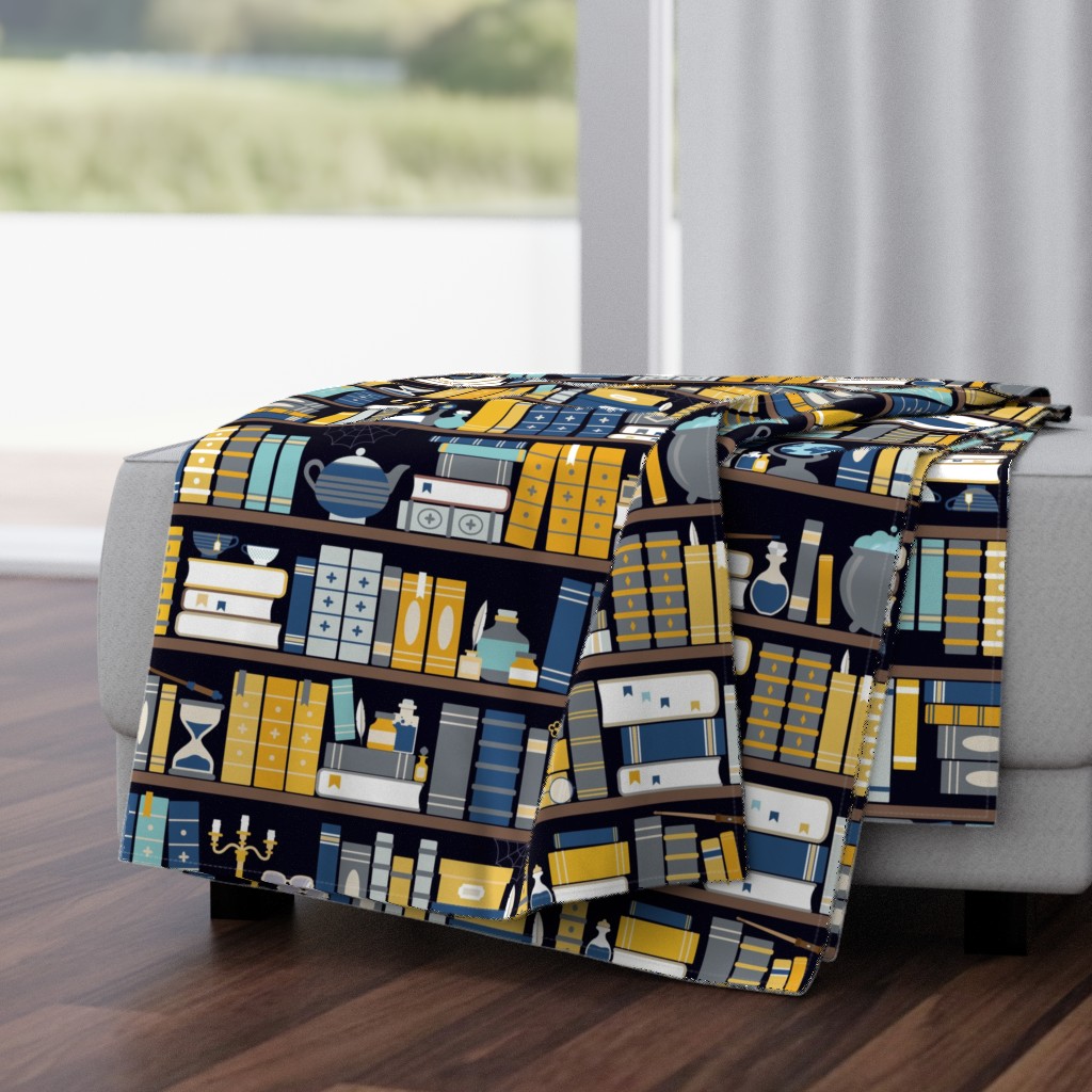 Book Case Pattern - Blue and Gold