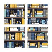 Book Case Pattern - Blue and Gold