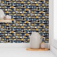 Book Case Pattern - Blue and Gold