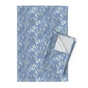 Orchid Botanical Study #021318 (mint-grey on serenity blue)