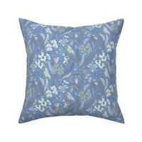 Orchid Botanical Study #021318 (mint-grey on serenity blue)