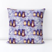 3 LITTLES CATS WATERCOLOR  violet PURPLE ON LIGHT GRAY