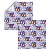 3 LITTLES CATS WATERCOLOR  violet PURPLE ON LIGHT GRAY