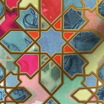 Vertical Gilt & Glory - Colorful Moroccan Mosaic 2 - NOT SEAMLESS