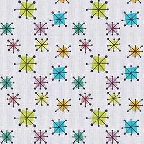 Atomic squares small  pastel grey cross hatched background