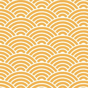 Orange Japanese Waves Block Print