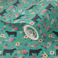 steer floral fabric (smaller scale) - simple layout - turquoise