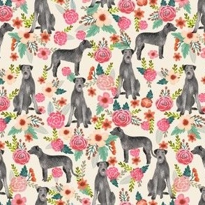 irish wolfhound floral (smaller scale) dog breed fabric tan
