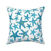 Starfish blue block print