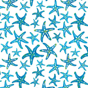 Starfish blue block print