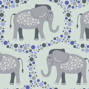 Elephants and Polka Dots (Gray)