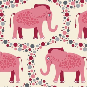 Elephants and Polka Dots (Pink)