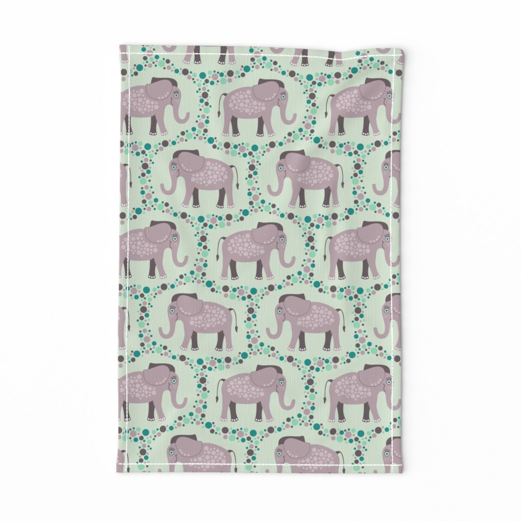 Elephants and Polka Dots (Purple)