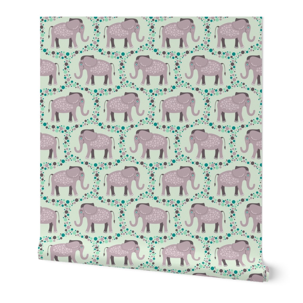 Elephants and Polka Dots (Purple)
