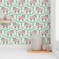 Elephants and Polka Dots (Purple)