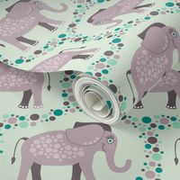 Elephants and Polka Dots (Purple)